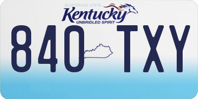 KY license plate 840TXY