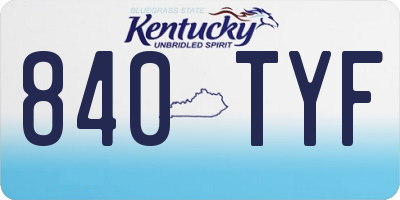 KY license plate 840TYF