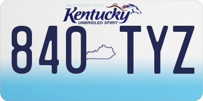 KY license plate 840TYZ