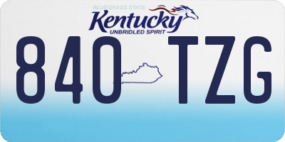 KY license plate 840TZG