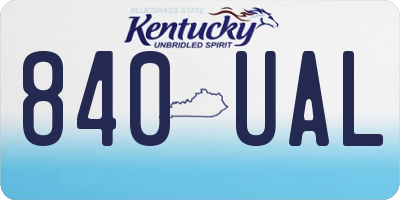 KY license plate 840UAL