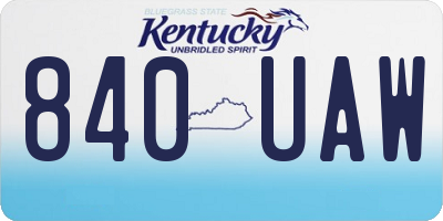 KY license plate 840UAW