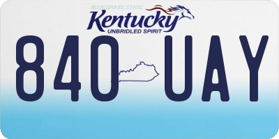 KY license plate 840UAY
