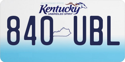 KY license plate 840UBL
