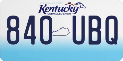 KY license plate 840UBQ