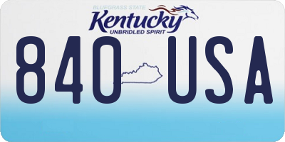 KY license plate 840USA