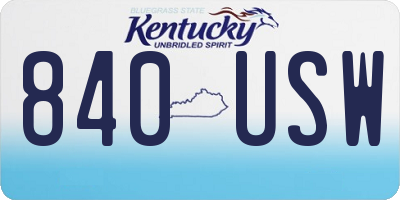 KY license plate 840USW