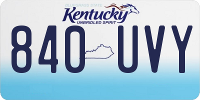 KY license plate 840UVY