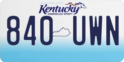 KY license plate 840UWN
