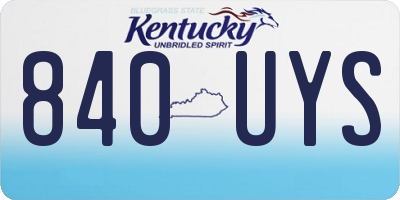 KY license plate 840UYS