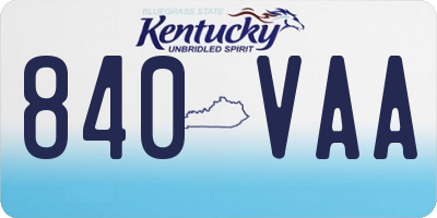 KY license plate 840VAA