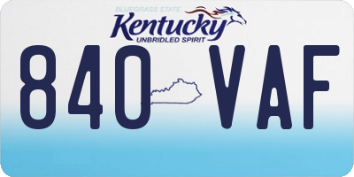 KY license plate 840VAF
