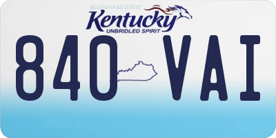 KY license plate 840VAI