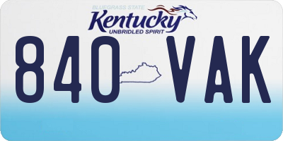 KY license plate 840VAK