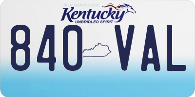 KY license plate 840VAL