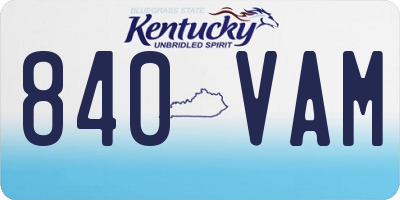 KY license plate 840VAM