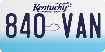 KY license plate 840VAN