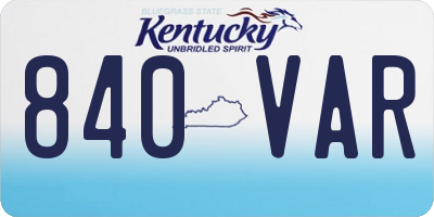 KY license plate 840VAR
