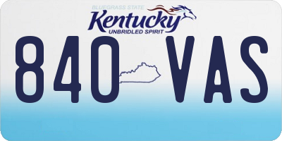 KY license plate 840VAS