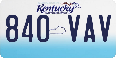 KY license plate 840VAV