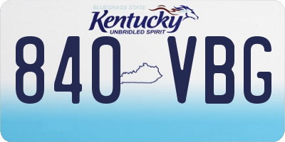 KY license plate 840VBG