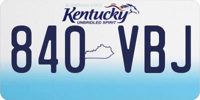 KY license plate 840VBJ