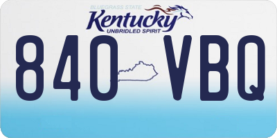 KY license plate 840VBQ