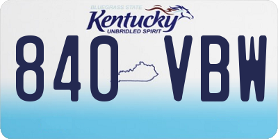 KY license plate 840VBW