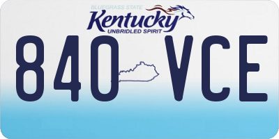 KY license plate 840VCE