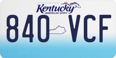 KY license plate 840VCF
