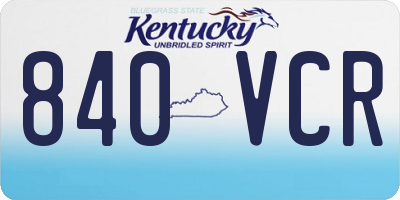 KY license plate 840VCR