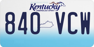KY license plate 840VCW