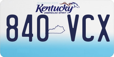 KY license plate 840VCX