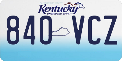 KY license plate 840VCZ