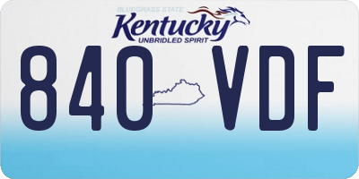 KY license plate 840VDF