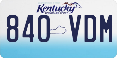 KY license plate 840VDM
