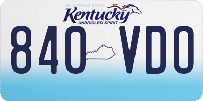 KY license plate 840VDO