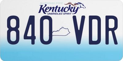 KY license plate 840VDR