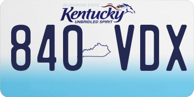 KY license plate 840VDX