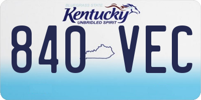 KY license plate 840VEC