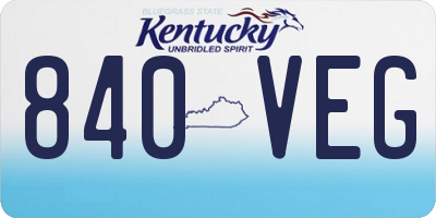 KY license plate 840VEG