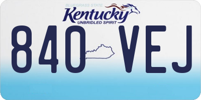 KY license plate 840VEJ