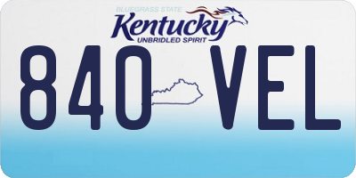 KY license plate 840VEL