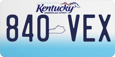 KY license plate 840VEX