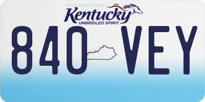 KY license plate 840VEY