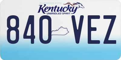 KY license plate 840VEZ
