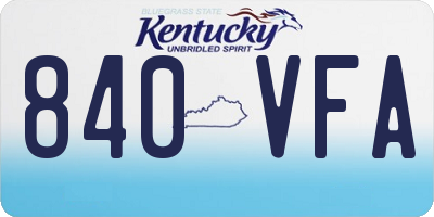 KY license plate 840VFA