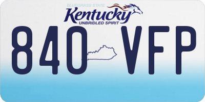 KY license plate 840VFP