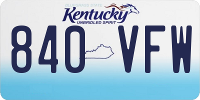 KY license plate 840VFW