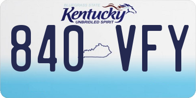 KY license plate 840VFY